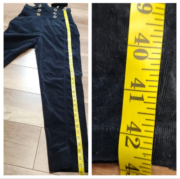 Anthropologie Women's Buttoned Pinafore Corduroy Jumpsuit Black straight leg S 4 - Picture 14 of 17